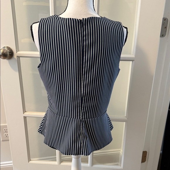 Banana Republic Navy Striped Sleeveless Peplum Top, Size 6 - Picture 4 of 7